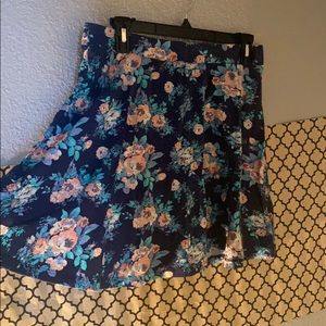 Blue Floral Skater Girl Skirt